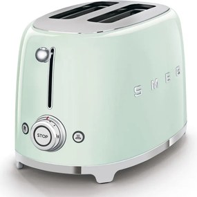 Тостер за хляб SMEG 50's Style TSF01PGEU, 950W, 2 филии, 6 нива, Тавичка за трохи, Вграден кабел, Неръждаема стомана, Зелен