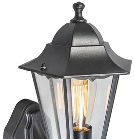 Външна стенна лампа черна с датчик за движение IP44 - New Orleans up