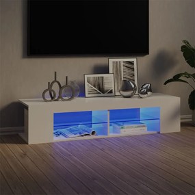 804235 vidaXL ТВ шкаф с LED осветление, бял гланц, 135x39x30 см