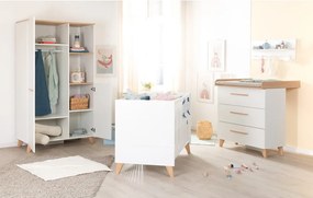 Бял детски скрин в дъбов декор с маса за преповиване 88,5x99x76 cm Léon – Roba