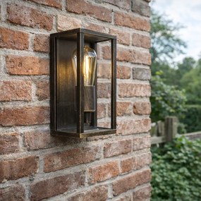 Винтидж стенна лампа антично злато 26 см IP44 - Charlois