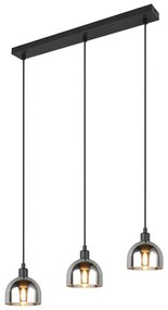 Черно-сребристо висящо осветително тяло със стъклен абажур Molly – Trio