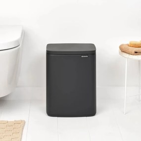 Кош за боклук Brabantia Bo Small 1006635, 12 л, Безшумно и плавно отваряне, Противоплъзгаща основа, Черен