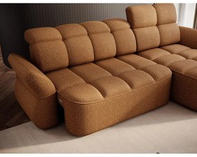 Жълт/кафяв кадифен сгъваем/с място за съхранение ъглов диван (десен ъгъл) Beneth – ELTAP