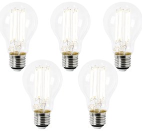 Комплект от 5 LED крушки E27 A60 прозрачни 2.2W 470lm 2700K