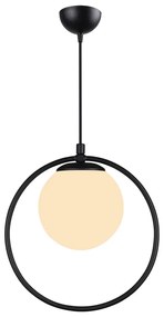 Черна метална висяща лампа със стъклен абажур ø 15 cm Ates - Squid Lighting