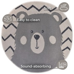 Сив детски килим ø 140 cm Bear - Hanse Home