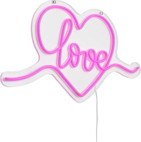 Неоновa стенна лампа розова с LED - Love