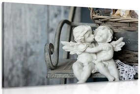 Картина на платно – Фигурки на ангелчета на пейка