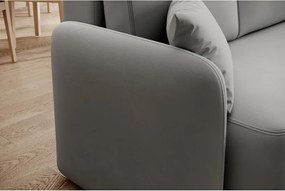 Светлосив кадифен разтегателен ъглов диван с място за съхранение (десен ъгъл) Hadson – ELTAP