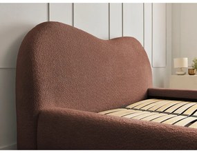 Оранжево тапицирано двойно легло с място за съхранение с включена подматрачна рамка 160x200 cm Orlane – Bobochic Paris