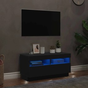 804446 vidaXL ТВ шкаф с LED осветление, черен, 80x35x40 см