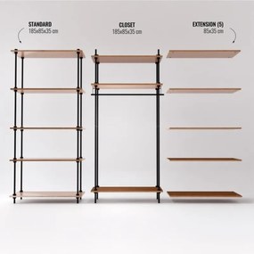 Рафт Ar Shelving Deco Armario abierto, 185x85x35 см, Метал + дърво, Кафяв