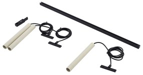 Модерна релсова система за осветление с 3 висящи лампи бежови с черни елементи 1-фазна - Slimline Keno