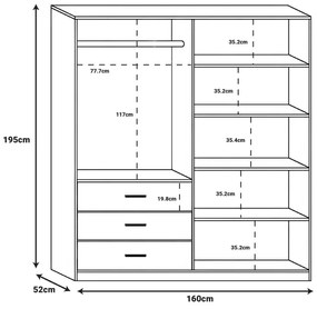 Sonlen pakoworld melamine wardrobe in walnut-charcoal shade 160x52x195cm