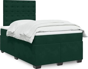 3293173 vidaXL Боксспринг легло с матрак, тъмнозелено, 120x190 см, кадифе
