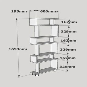 Етажерка Bonami 745DCD3605, 165х60 см, 6 нива, Меламиново покритие, Бял