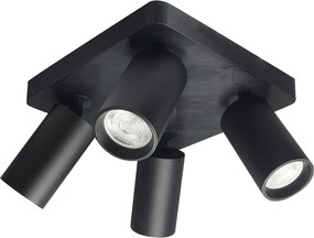 Rabalux Yorli, спот, черна алуминиева лампа, GU10 4xMAX7W, Д22xШ22см, Д5,5см, В13,5см, без крушка, IP20 73084