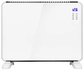 Конвектор със стъклен панел ZEPHYR ZP 1974 G, 2000W, За стена или под, 2 степени, Дистанционно, 5 до 35°C, LCD, Бял