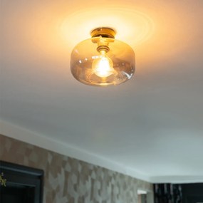 Таванна лампа в стил Арт Деко черна с димно стъкло - Bizle