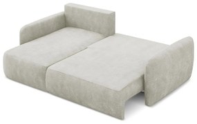 Кремав шенилов разтегателен ъглов диван с място за съхранение (ляв ъгъл) Lilo – Makamii