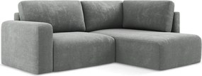 Сив шенилов сгъваем/с място за съхранение ъглов диван (десен ъгъл/L форма) Kona – Makamii