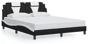 3208108 vidaXL Рамка за легло Viana без матрак, черна, бяла, 160x200см, изкуствена кожа