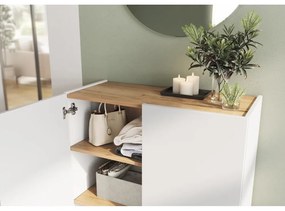 Бяла стойка за обувки от декор от дъб 74x105x33 cm Alviano – Germania