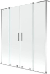 Mexen Velar L Duo двукрилен подвижен параван за вана 160 x 150 см, прозрачен, хром - 896-160-003-02-01