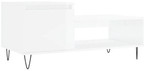 830830 vidaXL Кафе маса, бял гланц, 100x50x45 см, инженерно дърво