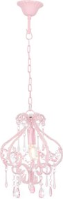 Полилей с кристали, розов, кръгъл, E14
