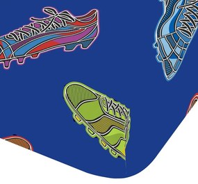 Син еластичен единичен детски чаршаф 90x190 cm Bright Football – Catherine Lansfield