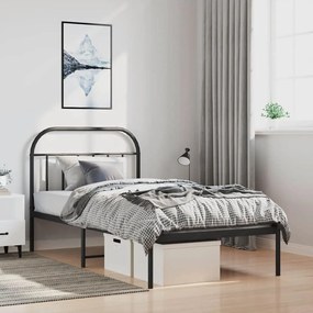 353630 vidaXL Метална рамка за легло с горна табла, черна, 100x200 см
