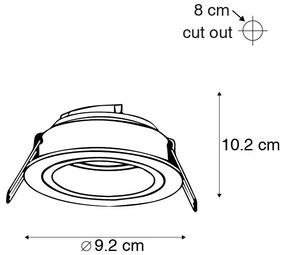 Модерен вграден прожектор черен 9,2 см въртящ се и наклонен - Chuck