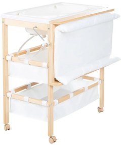 Маса за повиване от декор от бреза в бял и естествен цвят Baby Pool – Roba