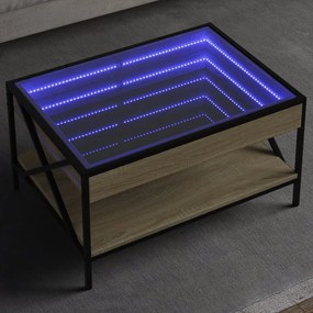 Sonata H Маса за кафе с Infinity LED, сонома дъб, 70x50x38 см