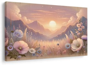 Картина на платно – Романтичен залез с поляна