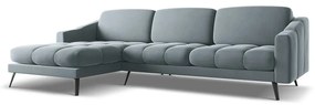 Светлосин кадифен ъглов диван (ляв ъгъл) Nalu – Makamii
