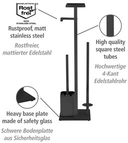 Черна поставка за тоалетна хартия с четка от неръждаема стомана Debar - Wenko