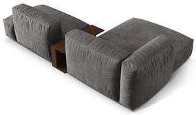 Сив кадифен модулен ъглов диван (ляв ъгъл) Martina – Micadoni