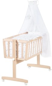 Люлка 40x90 cm от масивен бук на колелца/с балдахин в естествен цвят – Roba