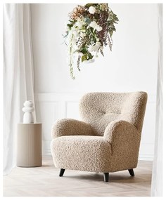 Светлокафяво кресло от прежда с примки от букле Lunaro – House Nordic