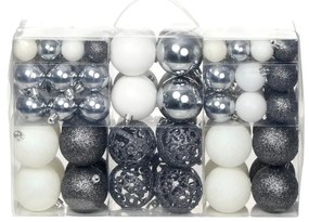 Sonata Комплект коледни топки от 100 части, 6 см, бели/сребро