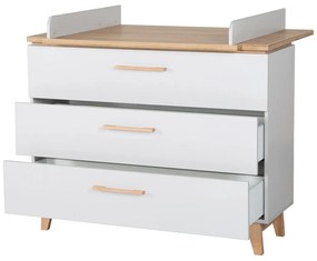 Светлосив нисък скрин от дъб с маса за преповиване 117x104 cm Caro - Roba