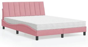 3208603 vidaXL Легло с матрак Hanko, розово, 140x200 см, кадифе