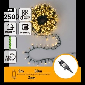 Aigostar - LED външна коледна гирлянда 2500xLED/8 функции 53m IP44 топла бяла
