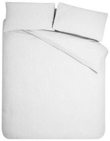 Бяло двойно удължено крепово спално бельо 230x220 cm Crinkle Seersucker – Catherine Lansfield