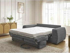 Тъмносив диван за ежедневно спане/сгъваем от рипсено кадифе 220 cm Hugo – Bobochic Paris