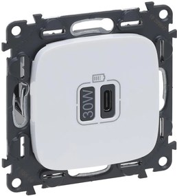 Legrand Розетка USB за зареждане тип C Power Delivery 30W цвят Бял Valena Allure (комплект с механизъм)  - 755506