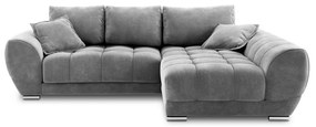 Сив ъглов разтегателен диван с кадифена покривка, десен ъгъл Nuage - Windsor &amp; Co Sofas